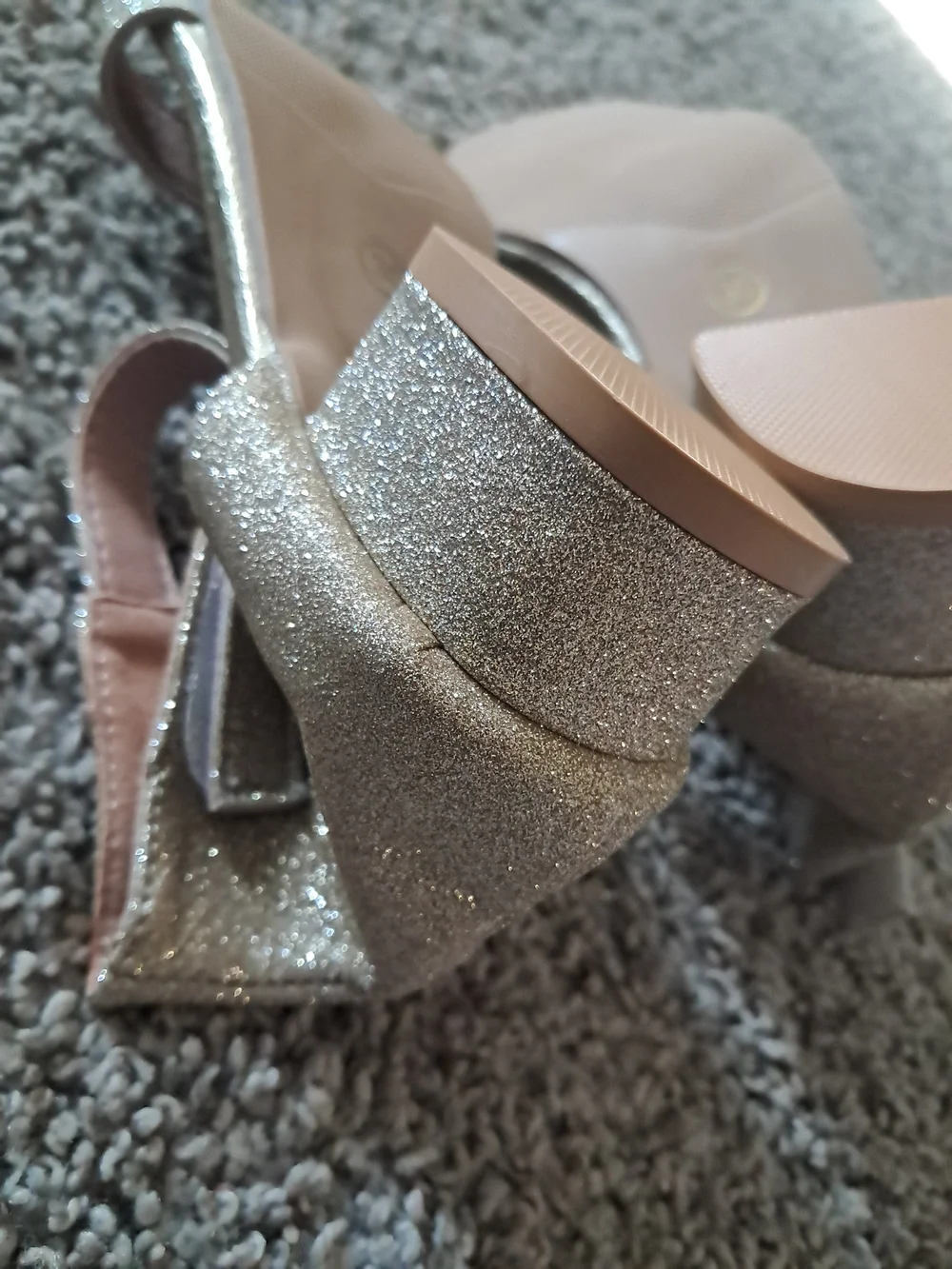 Gold Glitter Women's Block Heel Sandals